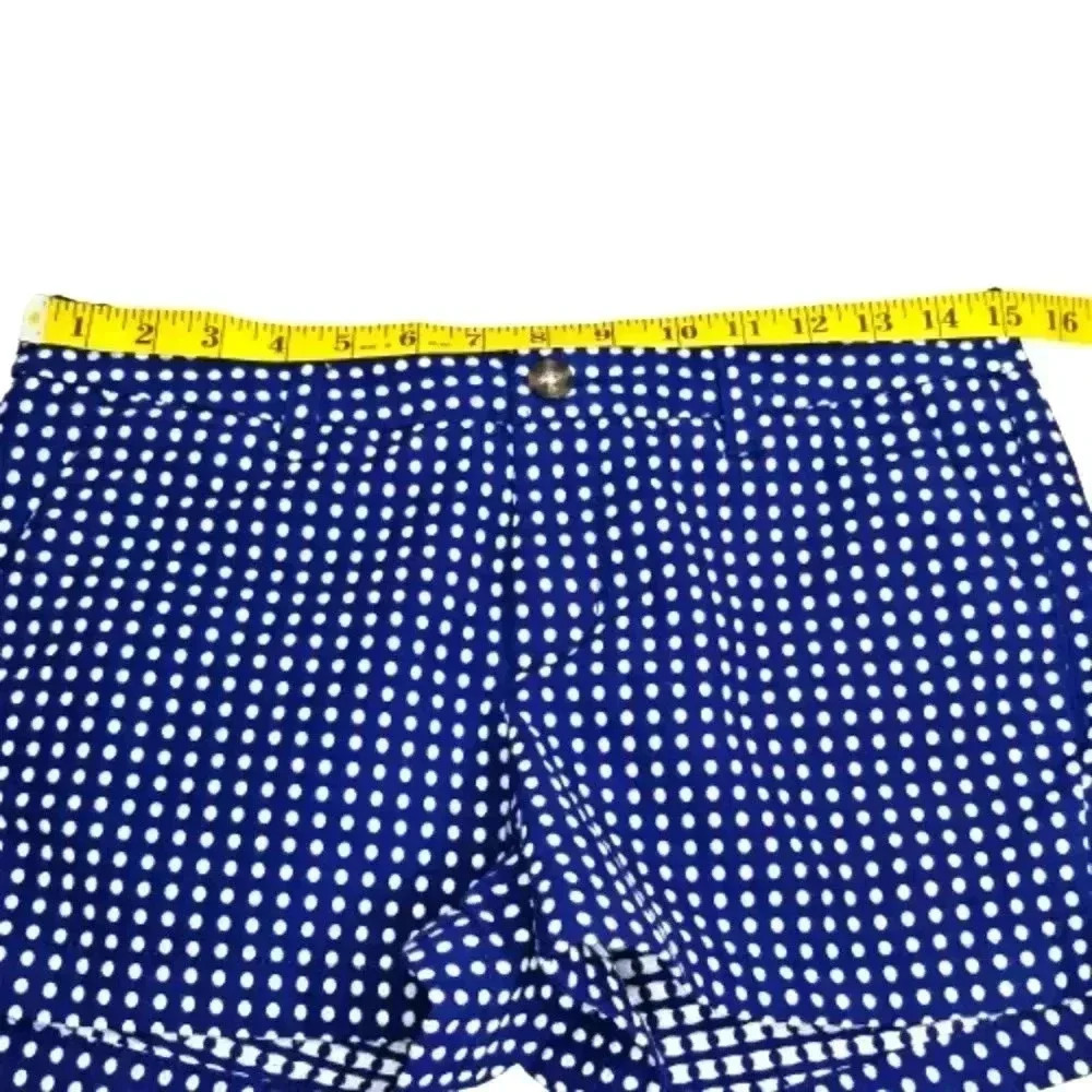 Merona Blue Polka Dot Short Shorts Size 4 Cuffed Cotton Blend Summer Casual Chic - Picture 9 of 13